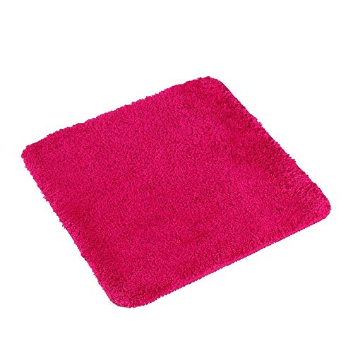 PANA Tapis de WC Moelleux sans découpe (45x45 cm) • Tapis de Bain en Microfibres Douces - Antidérapant & Lavable • Tapis de Bain (Rose)