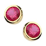 9ct Gold on Silver Ruby Stud Earrings -July Birthstone