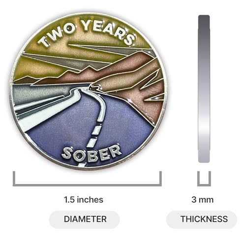 the achieve mint 2 years sober token  two year sobriety chip  non-aa non-religious medal for women and men celebrating sobriety