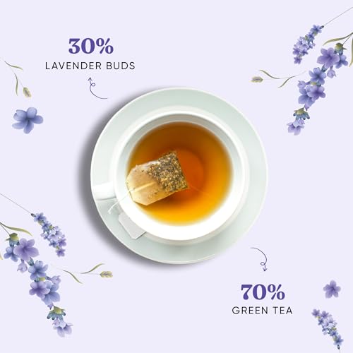 Image of Dorje Teas Lavender Darjeeling Tea | 30 Pyramid Teabags (Pack of 1) | Selim Hill Estate | Calming Floral Lavender Flavour | Promotes Sleep & Stress Relief | Organic Whole Leaf Blend | 30 Cups