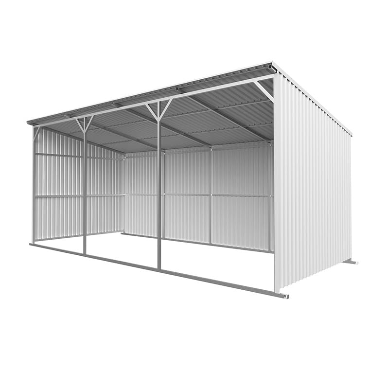 KoreJetMetal 12x25FT Livestock Shelter Heavy-Duty Galvanized Steel Frame Outdoor Shade Shed 3-Sided Metal Animal Shelter & Cattle Shade Structure Horse Run-in Shed for Farms & Hay Storage