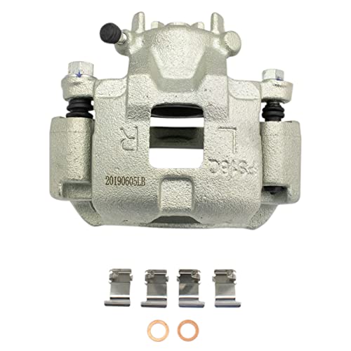 Image of TRQ Front Driver and Passenger Side Brake Caliper Set Caliper Brackets Hardware Compatible with 02-07 Mitsubishi Lancer
