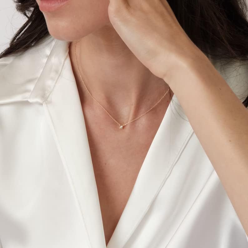 Miniatura 5 de MIDEEO - Collar de diamantes de circonia cúbica para mujer, collar con dije solitario, chapado en oro, cuadrado, forma gota de agua, verde