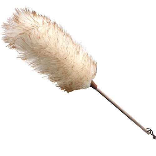 Staubwedel mit echter hochwertiger Lammwolle - Wedel ca. 65 cm
