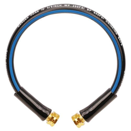 SheeChung Short Garden Hose 2ft x 5/8 Water Hose for Hose Reel Faucet Flexible Lightweight Rubber Hose with Female to Female Fittings Small Leader Hose Heavy Duty Kink Free 3/4GHT