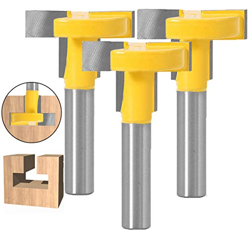 WSOOX - Juego de 3 brocas para fresado de ranura en T, 8 mm, carburo de vástago en T, herramienta de carpintería