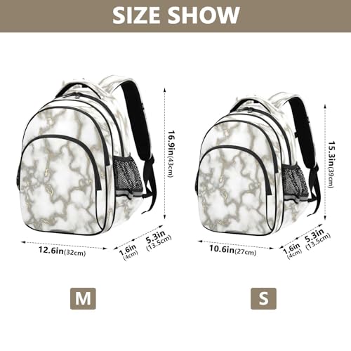 15 Inch Backpack for Kids, Marble White Heavy Duty Backpack for Kids4