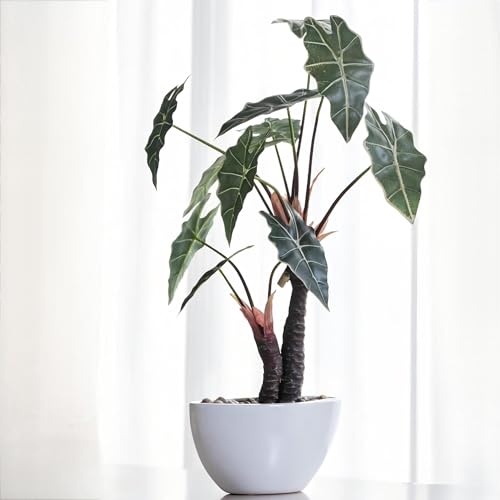 Avoeco Artificial Alocasia Plant – 21.6” Tall Faux Plant in