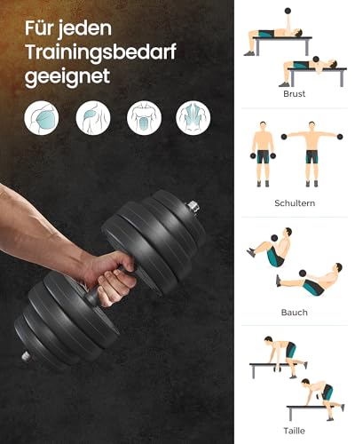 SONGMICS 2-in-1-Hanteln, Hantelset, Kurzhanteln, mit Verbindungsstahlrohr, 2 x 15 kg, Workout, Fitnesstraining, Gewichtheben für Zuhause… – Ansicht 4