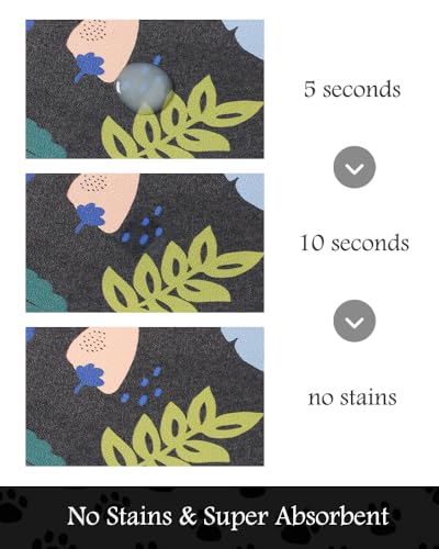 Image of Pet Feeding Mat-Absorbent Dog Mat for Food and Water Bowl-No Stains Quick Dry Water Dispenser Mat-Dog Accessories Pet Supplies-Bowl for Messy Drinkers（DARKFLOWERS,12 inchx19 inch