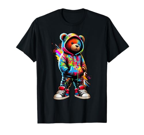 Aesthetic Urban Hip Hop Breakdancing Teddy Bear - Ours en Peluche Hip Hop coloré Urban Rap Musique Breakdance T-Shirt