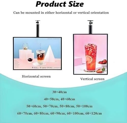 LED Menu Board Light Box – Slim Snap Frame Backlit Display For Restaurant, Cafe & Fast Food Wall-Mounted Horizontal Poster Sign(Vertical,40x50cm)