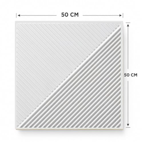 Image of Kayra Decor 3D PVC Wall Panels | Plaina Design | White Color | Panels for Bedroom & Living Room | 19.7 x 19.7 Inch | Pack of 12 | 32.28 Sq Ft