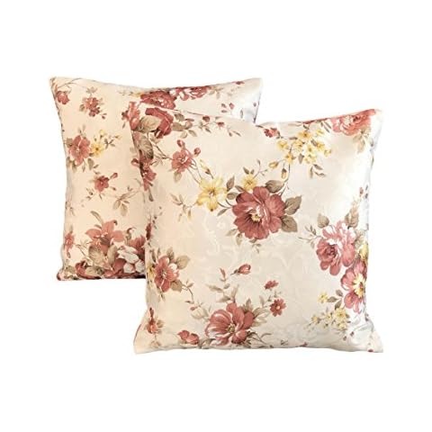 Beautiful Pillow Case Cushion Cover for Living Room Bedroom Flower Rose Beige 40x40 cm, Cotton, beige, 40x40cm Cover