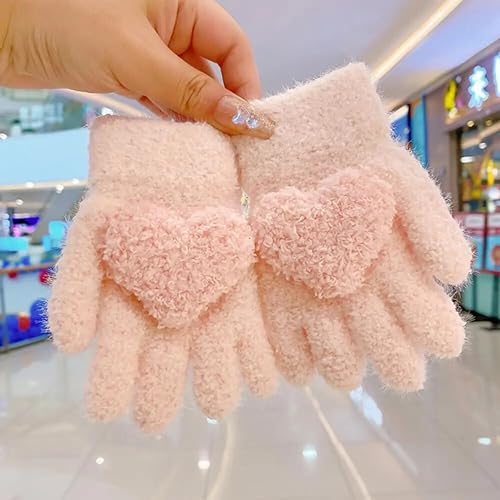 Image of Tomorrow Kids Winter Gloves | Warm Faux Wool Thermal Gloves for 3-8 Year Olds | Elastic Knit Gloves with Hart Pattern | Ideal for boy and girls
