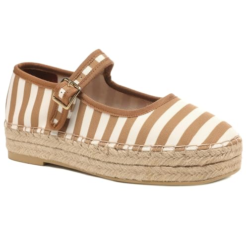 Women's Mary Jane Woven Espadrilles Ballet Flats for Women Outsole Canvas Summer Ballerina Flats.4