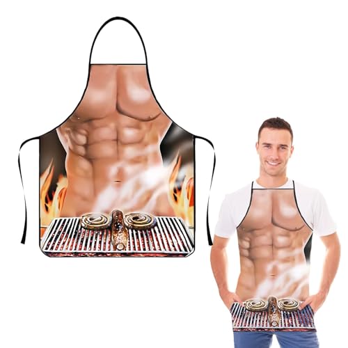 JINSIHU Delantal Sexy y Divertido de Cocina para Hombre - Ideal para Barbacoa, Grill, Restaurante, Hornear - Regalo para Fiesta