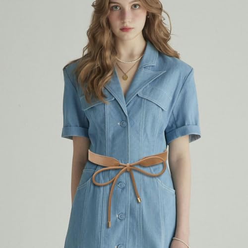 1.8 Yards Women Fashion PU Leather Tie Knot Skinny Belt Waistband String Boho Knotted Thin Dress Waist Rope Belt Decoration Accessoties for Women Dresses Coat Sweater (Khaki) 6