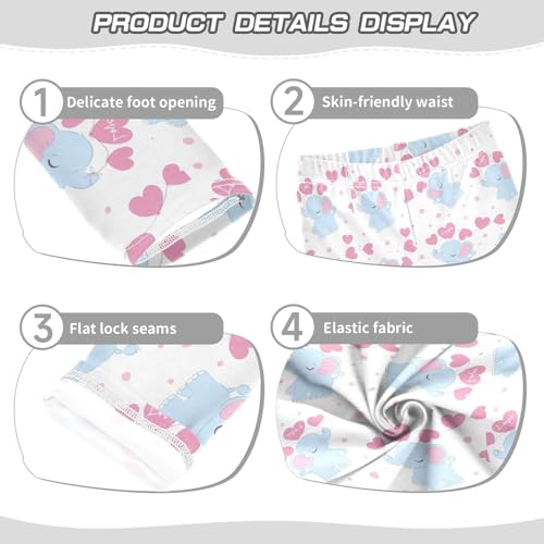 Girls Leggings Cute Baby Elephants and Love Toddler Girls Clothes Leggings for Girls Toddler Girls Leggings 3-4T3