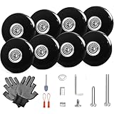 [ASUNTOM] スーツケースホイール交換キット 8個 幅14ｍｍ 直径60ｍｍ キャスター 交換キット キャリーバッグ 修理 キャスター キャリーケース 自分で旅行かばん車輪取替え 静音トラベルバッグ 薄型軽量トランク双輪修理