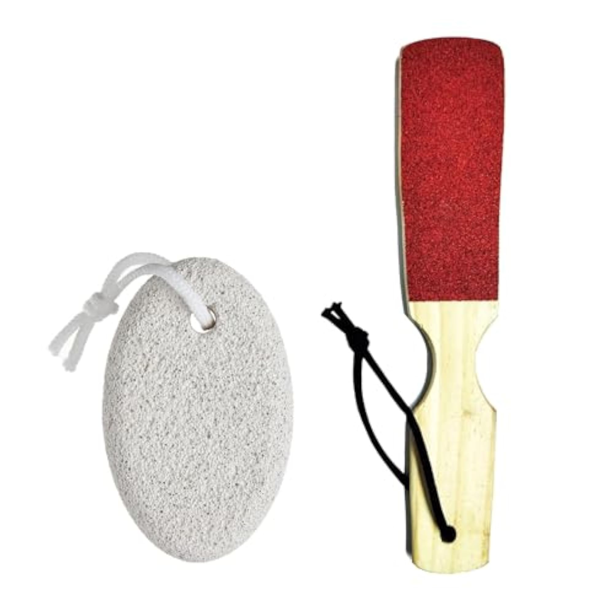 Double Sided Wooden Foot Scrubber with Pumice Stone, Pack of 2