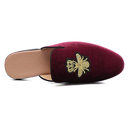 Image of FLQL Mens Shoes Luxury Velvet Gold Buckle Slip-on Penny Loafers Casual Smoking Slippers Indoor Outdoor Sandals Black Size 7-13