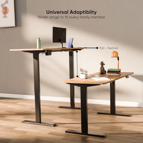 Image of Intellidesk Eco - Electronic Height Adjustable Desk | 80Kg Weight Capacity | New Touch Controller with 3 Presets | 5-Year Warranty| E1 Grade Low VOC 25mm Table Top (Black+Black, 24 * 48 inches)