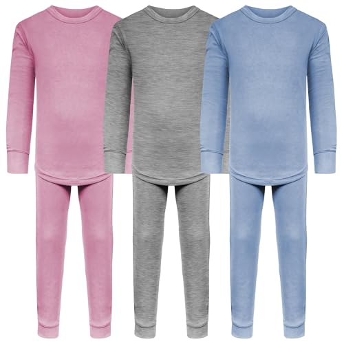 Andrew Scott Kids Base Layer Underwear Sets | Ultra-Soft Cotton Stretch | Girls - Boys | 3 Tops + 3 Bottoms