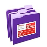 Staples File Folders, Letter Size, 1/3‑Cut Tabs, Purple, Durable 10.5‑Point Paper Stock, 100/Pack