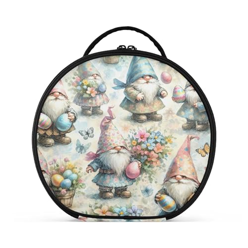 Takiito Easter Eggs Gnomes Travel Makeup Case Portable Makeup Box Artist Cosmetic Case Organizer With Adjustable Dividers