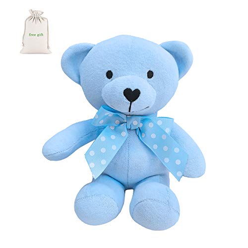 Organic Cotton Animal Teddy Bear - Soft Toy Stuffed Animal Plush Teddy Bear (Infant Baby First Lovely Teddy Bear), 7.9 inch (Blue)