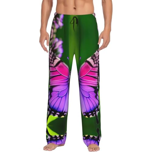 Pantalon de pyjama violet papillon noir taille élastique S