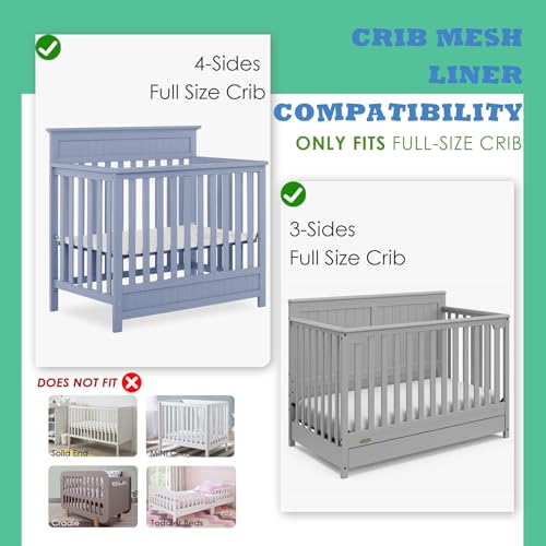 Breathable Crib Mesh Liner, 11\" H (28cm) Essential 3mm Mesh, Protects Baby Legs and Arms, Grey - Thumbnail 6
