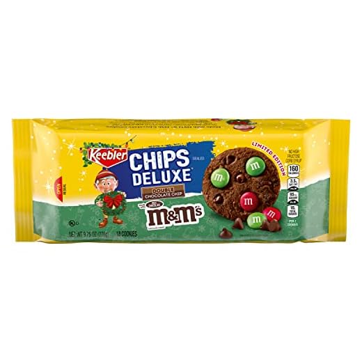 Keebler Chips Deluxe Double Chocolate Chip Limited Edition Cookies with Red & Green M&Ms, 9.75oz