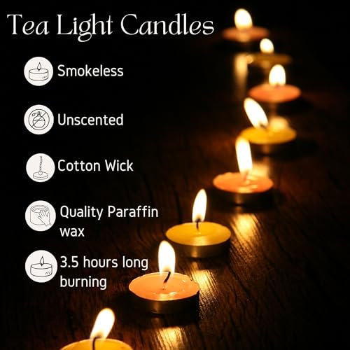 Unscented Palm Tea Lights Candles 100 Pack Bulk, 3.5 Hours Long Burning White Tea Lights,Non-Paraffin, Smokeless, Mini Tealight Votive Candles for Wedding, Centerpiece, Party, Christmas