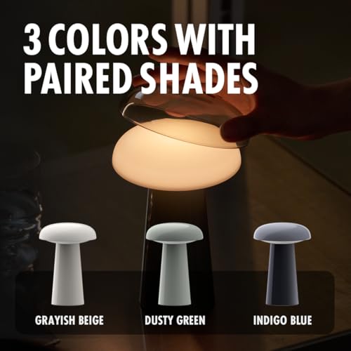 Image of LUMENA Space M1 Portable Table Lamp | Rechargeable LED Bedside Lamp with Detachable Shade, 3 Brightness Levels, 3 Light Modes, 5000mAh Battery, Wireless Mood Light for Room Decor (Light Green)