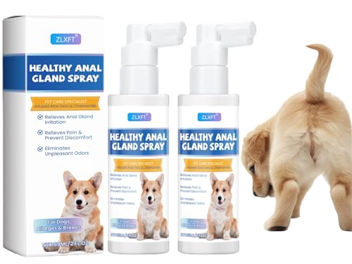 ZLXFT Spray Glándula Anal,2pcs Spray Glándulas Anales para Perros,Spray Antimicrobiano Glándula Anal,Alivia La Irritación de La Glándula Anal,Detiene el Picor,Elimina el Olor,59ml