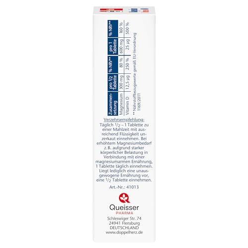 Doppelherz Magnesium 600 Intense DEPOT - 600 mg hochdosiertes Magnesium + 1000 I.E. Vitamin D pro Tablette - 30 DEPOT-Tabletten