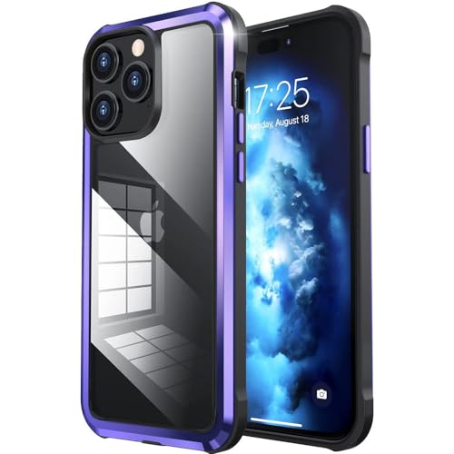 Accessoires iPhone 14 Pro coque violette transparente avec cadre en métal