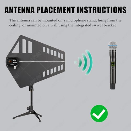 Amplificatore di segnale per microfono wireless, antenna UHF a 8/16 canali, distribuzione dell'energia con alette per antenna direzionale attiva, per canto, karaoke, feste