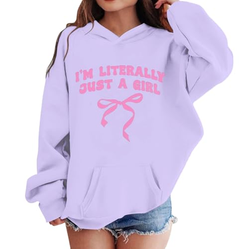 Genérico Sudadera con Capucha de Halloween para niña, de Manga Larga, Suave, con gráficos para niños, Bonita, para niñas y niños. (Purple, 11-12 Years)
