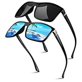 GQUEEN Retro Polarized Sunglasses Men Womens Sports UV400 Protection Rectangular Square Frame