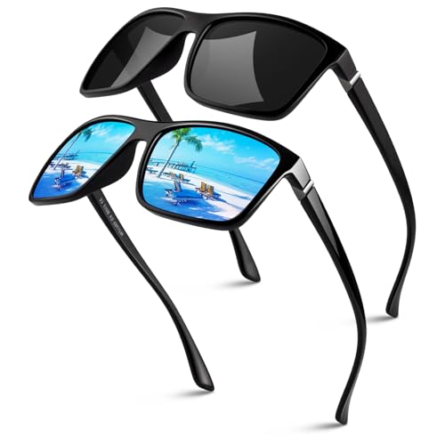 GQUEEN Retro Polarized Sunglasses Men Womens Sports UV400 Protection Rectangular Square Frame