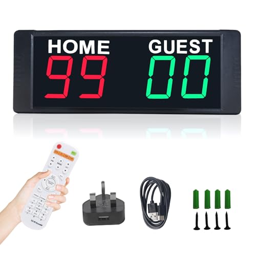 GAN XIN Tabellone segnapunti elettronico con telecomando, segnapunti digitale portatile per pallacanestro, pallavolo, cornhole, tennis, baseball, per interni ed esterni GAN XIN Tabellone segnapunti elettronico con telecomando, segnapunti digitale portatile per pallacanestro, pallavolo, cornhole, tennis, baseball, per interni ed esterni