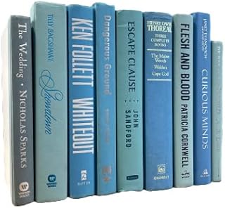 Real Books by Color for Office or Home Decor - Interior Design Wedding Display Photo Prop Staging Decoration (5 Books, Light Blue)