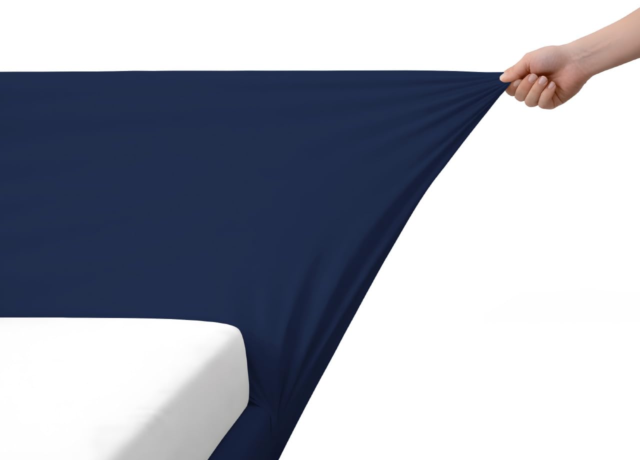 SOFFICIOSO Vestiletto Elasticizzato Effetto Velluto Giroletto Tinta Unita Modello Perfetto Matrimoniale Blu
