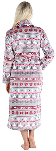 Pajamamania Women's Plush Fleece Long Bathrobes, Non-Hooded Sherpa-Lined Robes, Sml #TOP1