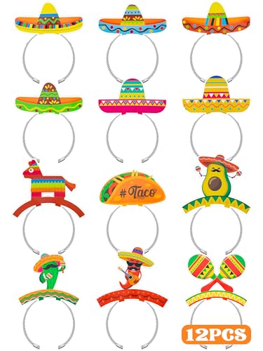 Melisheer Sombrero Party Hats, Mexican Sombrero Headbands, Colorful Cardboard Cinco De Mayo Headpieces, Fiesta Head Toppers
