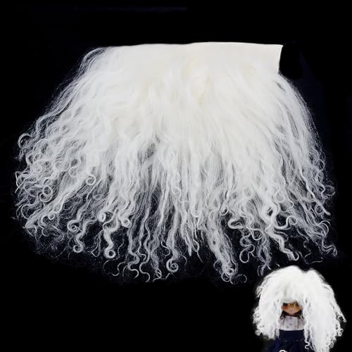 arricraft Doll Hair Wefts, White Wool Doll Wig Hair Handmade Hair Replacement Wig Perfect Curly Hair Wig for DIY Girls BJD Makings Accessories 5.5x9.45x0.12 Inch