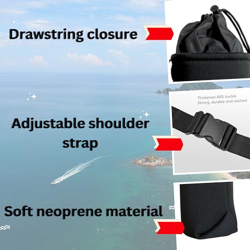 Image of 1 Litter Neoprene Water Bottle Carrier Bag with Adjustable Shoulder Strap,Insulated Water Bottle Cover for Stainless Steel /Glass /Plastic Bottles (Black)